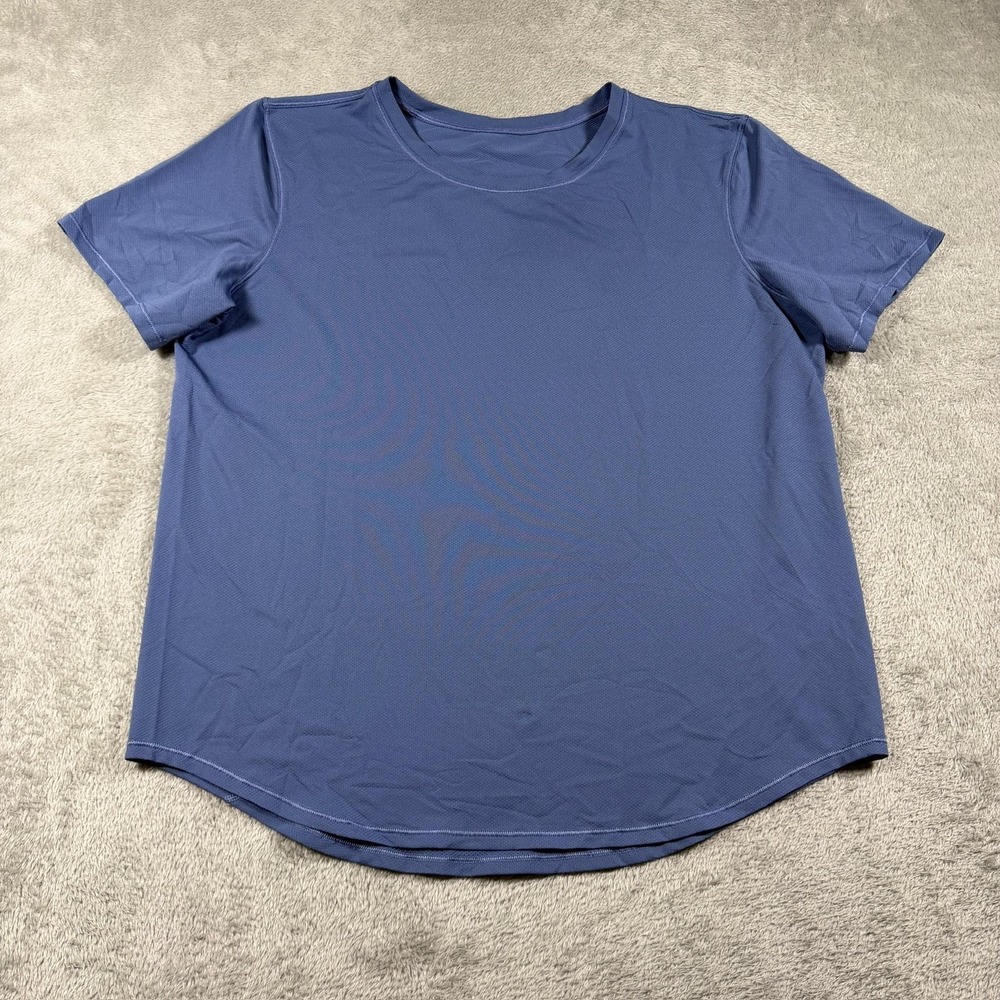 Lululemon Shirt Womens 6 Blue Short Sleeve Crew Neck Running Yoga Lightweight